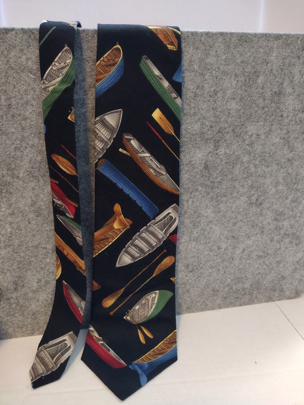 Beans McGee Men's Black Tie with Colorful Canoe & Paddle Pattern